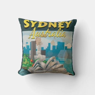 Almofada Sydney, viagens vintage da Austrália