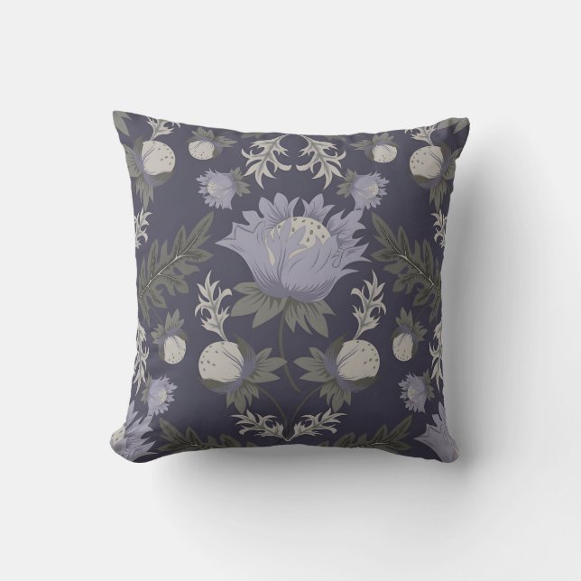 Almofada Symmetrical dark purple floral pattern (Frente)