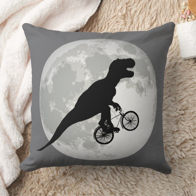 Almofada T-Rex Engraçado Andando de Bicicleta (Cobertor)