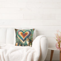 Tabby Cat and Heart Rustic Colorful Art Design