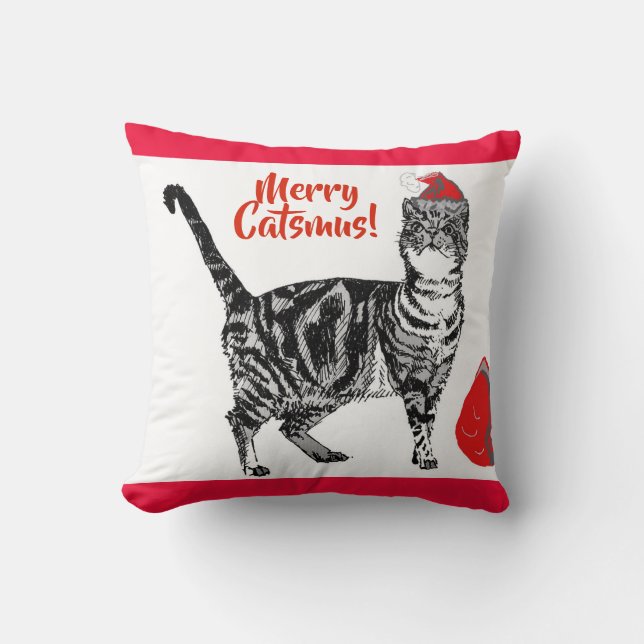 Almofada Tabby Cat Felry Christmas Catsmus Cushion (Frente)