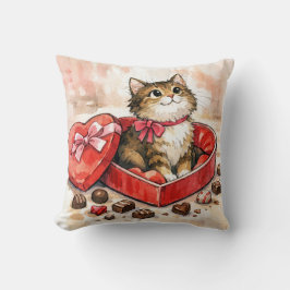 Almofada Tabby Cat In a Valentine Heart Candy Box
