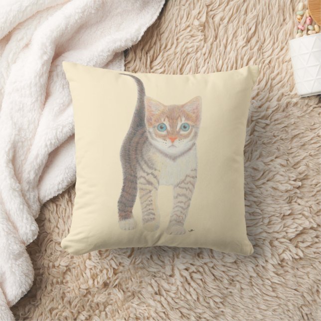 Almofada Tabby Kitten Pale Beige Travesseiro decorativo (Cobertor)