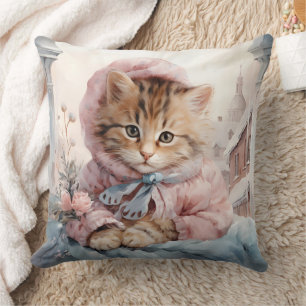 Almofada Tabby Kitten Vestido A Rosa