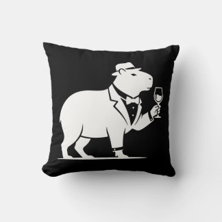 Almofada Taça de Vinho de Capivara Engraçada Minimalista Mo