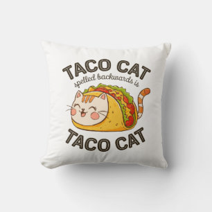 Almofada Taco Cat Ortografado Para Trás É Taco Cat Felino