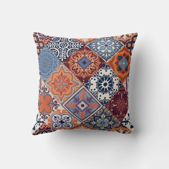 Almofada Talavera Tles Orange Sky Navy Blue Burgundy Red  (Verso)