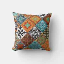 Almofada Talavera Tles Turquesa Verde Laranja Preto Branco