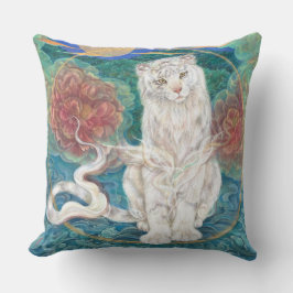 Almofada Tamaki: Divine White Tiger of the Moonlit Ring