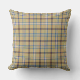 Almofada Tan and Wedgewood Blue Plaid