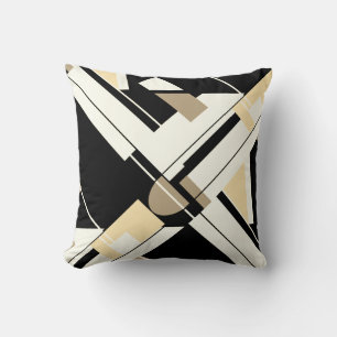 Almofada Tan Black Cream White Geométrica Crisscross Design