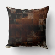 Tan Cowhide Impressão Cushion