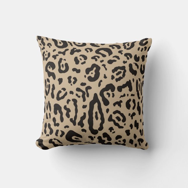 Almofada Tan Marrom e Preto Estampa de Onça Leopardo Animal (Frente)