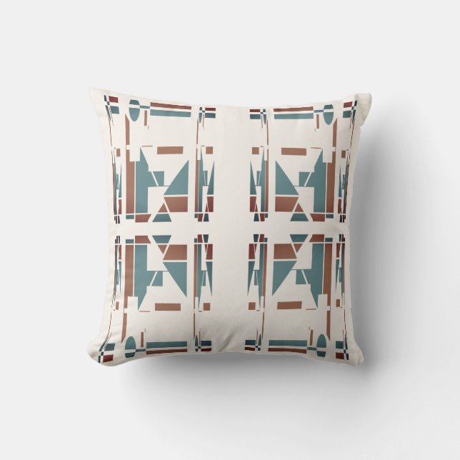 Almofada Tan Teal Blue Southwest Olhando Mosaicos Grandes (Frente)
