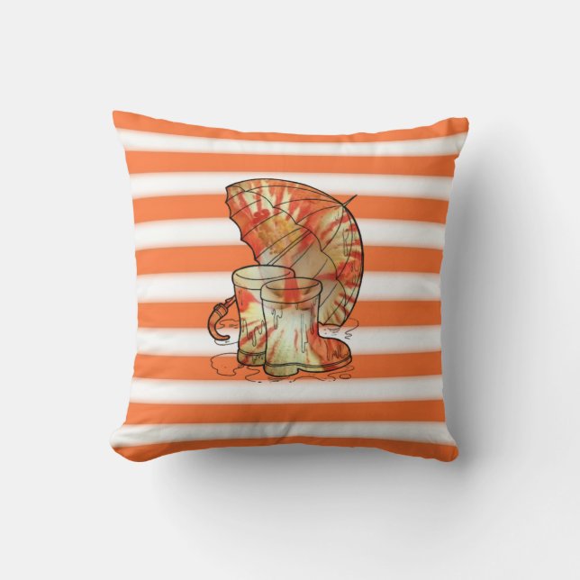 Almofada Tangerina e Stripe Branca, Guarda-chuvas e Arranqu (Frente)