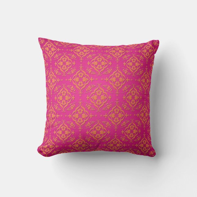 Almofada Tangerina Tango Laranja e Rosa Damasco (Frente)