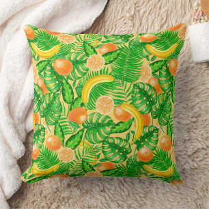Almofada Tangerinas, bananas e folhas tropicais