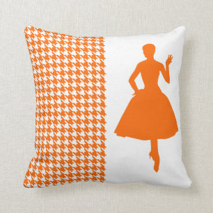 Almofada Tangerine Modern Houndstooth com Silhouette