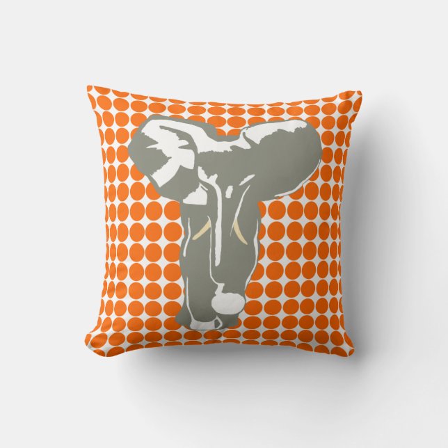 Almofada Tangerine Safari Dot com Elefante Pop (Frente)