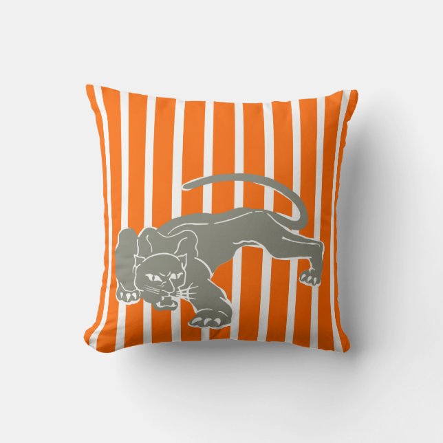 Almofada Tangerine Safari Stripe Travesseiro com Leopardo (Frente)