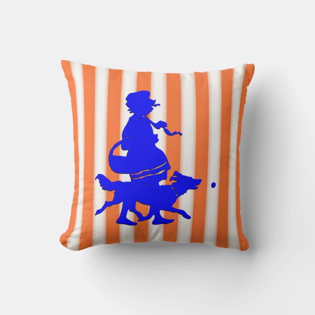 Almofada Tangerine White Strike Child Dog Blue Silhouette (Frente)