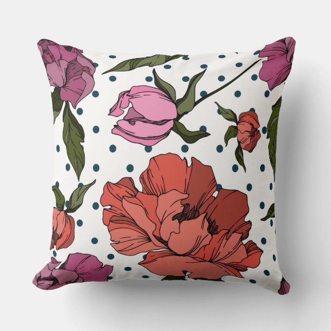 Almofada Tanta bolinhas bonita fundo gravado floral (Frente)