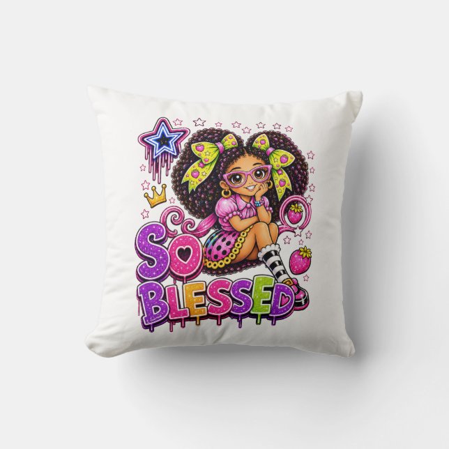 Almofada Tão Abençoado™ StarBerry | Garota Fofa Morango  (Frente)