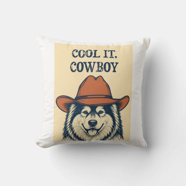 Almofada Tapeçaria de parede "Cool it, Cowboy". (Frente)