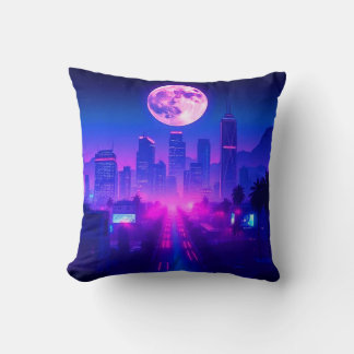 Almofada Tapete Neon City Synthwave Sunset XL