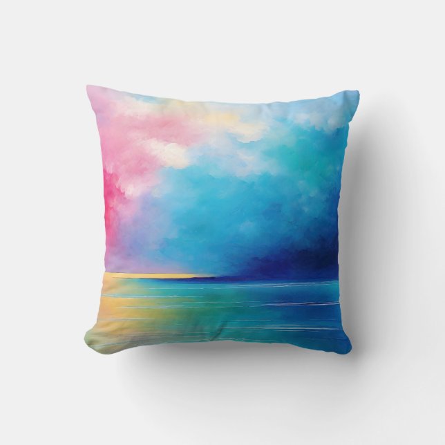 Almofada "Tarfarran" Paisagem Rosa e Azul (Frente)