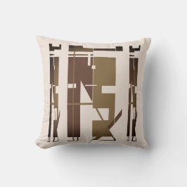 Almofada Tarpe Marrom Escuro no Mosaico de Arte Tribal Beig