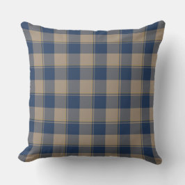 Almofada Tartan Cello Azul e Burro Marrom