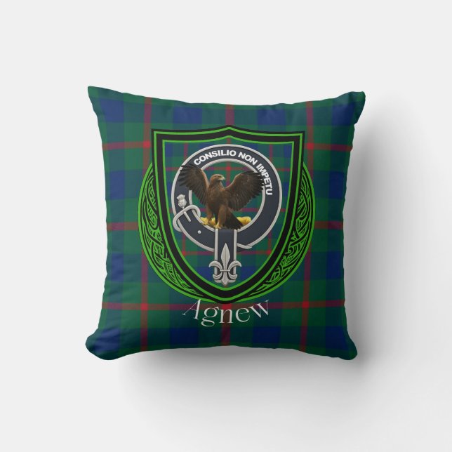 Almofada Tartan Crest do Clã Escocês Agnew (Frente)