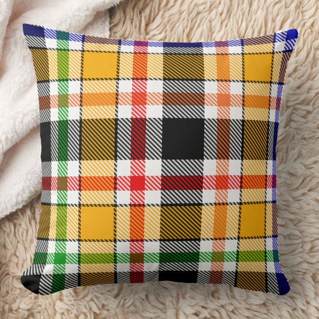 Almofada Tartan de Xadrez Flanel de Multicoloração Amarela (Criador carregado)