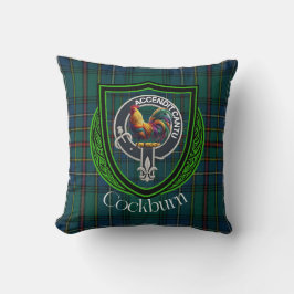Almofada Tartan e Brasão do Clã Escocês Cockburn