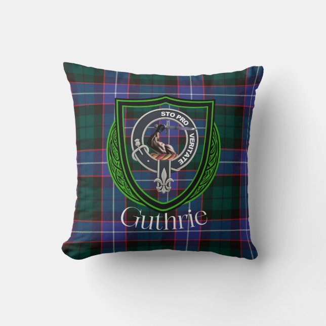 Almofada Tartan e Brasão do Clã Escocês Guthrie (Frente)