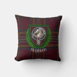Almofada Tartan e Brasão do Clã Escocês Hepburn