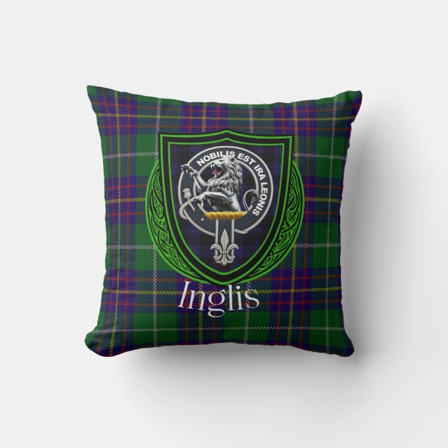 Almofada Tartan e Brasão do Clã Escocês Inglis (Frente)