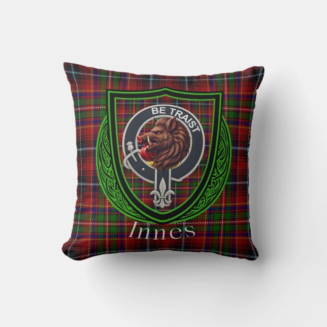 Almofada Tartan e Brasão do Clã Escocês Innes (Frente)