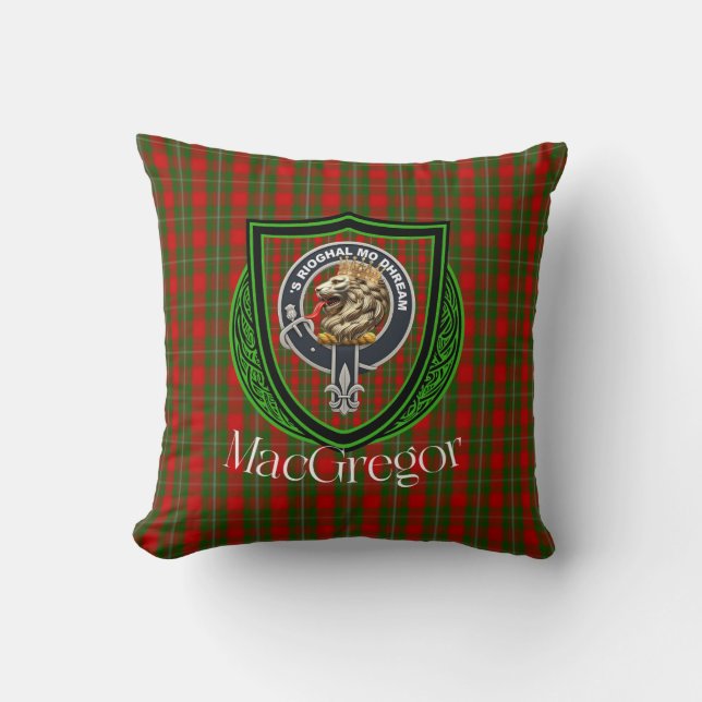 Almofada Tartan e Brasão do Clã Escocês MacGregor (Frente)