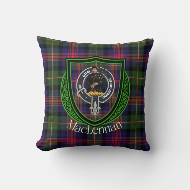 Almofada Tartan e Brasão do Clã Escocês MacLennan (Frente)