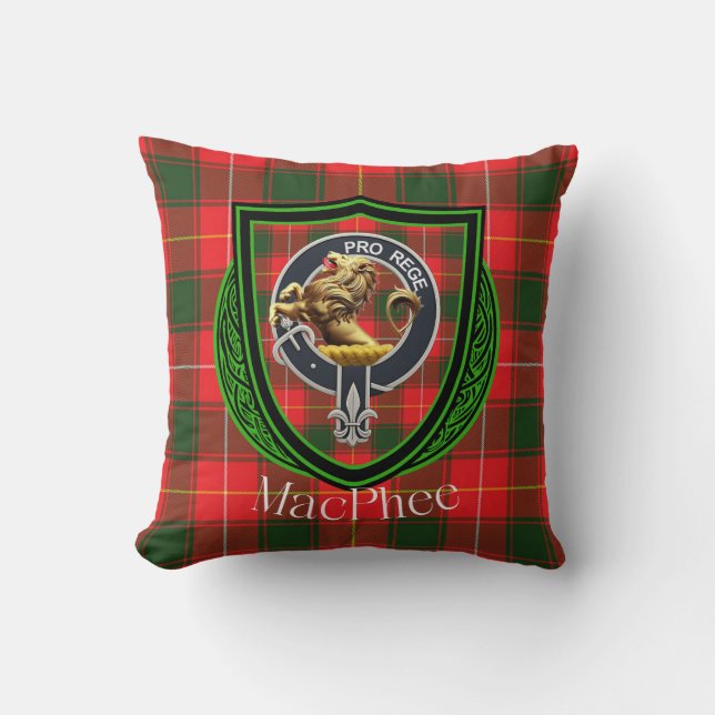 Almofada Tartan e Brasão do Clã Escocês MacPhee (Frente)