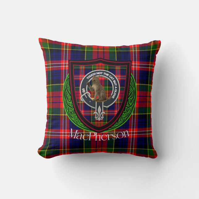 Almofada Tartan e Brasão do Clã Escocês MacPherson (Frente)