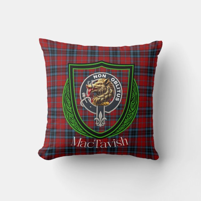 Almofada Tartan e Brasão do Clã Escocês MacTavish (Frente)