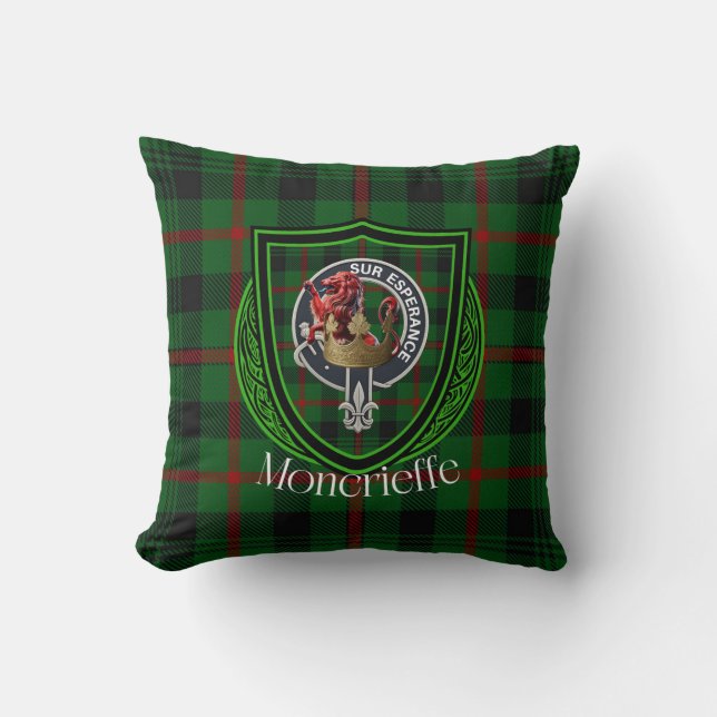 Almofada Tartan e Brasão do Clã Escocês Moncrieffe (Frente)