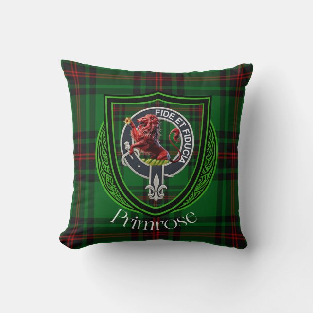 Almofada Tartan e Brasão do Clã Escocês Primrose (Frente)