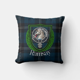 Almofada Tartan e Brasão do Clã Escocês Ramsay