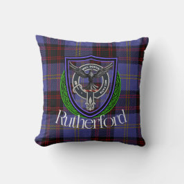 Almofada Tartan e Brasão do Clã Escocês Rutherford