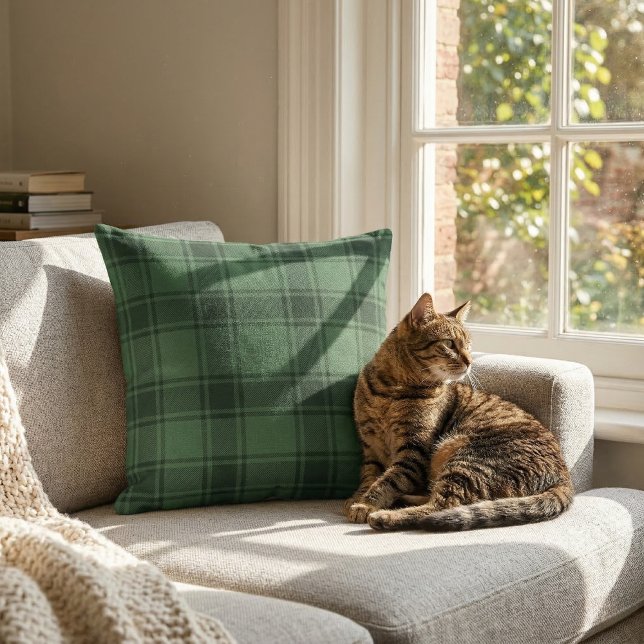 Almofada Tartan Escocês: Xadrez Verde Caçador Clássico (Criador carregado)