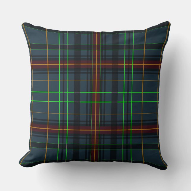 Almofada Tartan in blue, orange, green (Frente)
